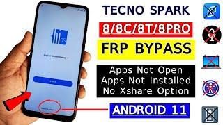 Tecno Spark 8/8C/8T/8Pro FRP Bypass 2024 Apps Not Open | Google Account Bypass Without PC Android 11