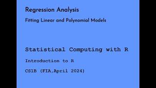 Fitting Linear and Polynomial Models