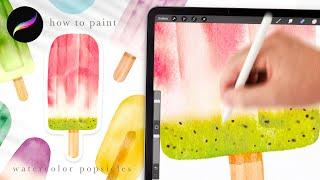 How to paint a watercolor popsicle in procreate  procreate tips and tricks for beginners