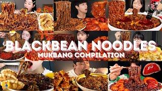 *1 HOUR* BLACKBEAN NOODLES MUKBANG *ASMR* COMPILATION |  BIG BITES | EATING SOUNDS | Jajangmyeon