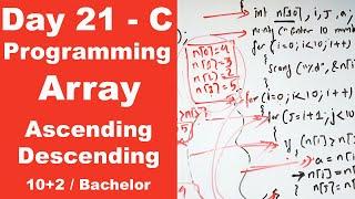 Ascending order || Single Dimension Array in C ||  Day 21 || Readersnepal