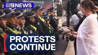 Melbourne anti-war protests continue for third day | 9 News Australia