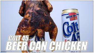 Beer Can Chicken with COLT 45 - Snackin' With Super