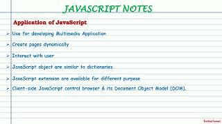 Application of JavaScript | Notes