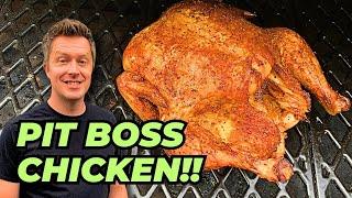 SMOKED WHOLE CHICKEN on a Pit Boss Pellet Grill! | CRISPY SKIN!!!