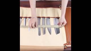 Gennine Leather Chef's Knife Roll Up Storage Bag