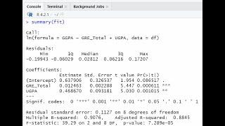 Multiple linear regression using R studio (Aug 2022)