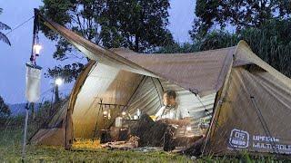 ️ CAUGHT in RAINSTORMSolo Camping in Heavy Rain - Relax in New tent