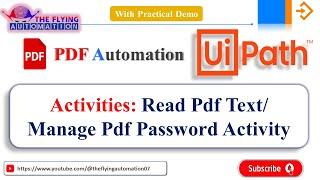 Read pdf text Activity || Manage Pdf Password Activity || Pdf Automation || UIPATH Tutorial-28