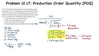 Inventory Management: Production Order Quantity (POQ)
