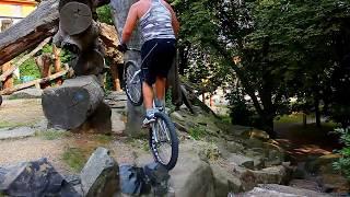 Urban ride in Prague. Biketrials skills