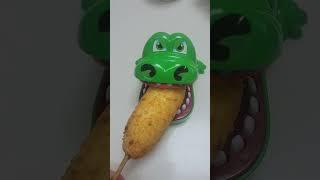 CORNDOG FOR YOU MR. CROCKY JUST DON'T BITE ME #viral #toys #shorts #koreancorndog #snack #fyp