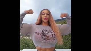 Nataliya flexing biceps