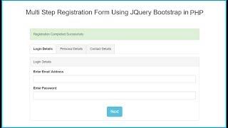 Multi Step Registration Form Using JQuery Bootstrap in PHP
