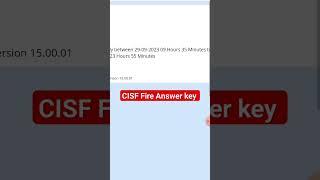 CISF Fireman Answer key Download Now #cisffireman2022