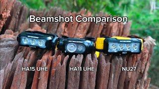 Beamshot Comparison - Nitecore HA15 UHE vs HA11 UHE vs NU27 สายวิ่งเทรลควรมี