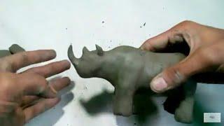 how to make a Clay Rhino | making a simple animal out of Clay