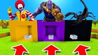 Minecraft PE : DO NOT CHOOSE THE WRONG MINECART! (Ronald Mcdonald, Thanos & Scorpion)