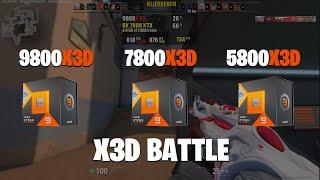 9800X3D VS 7800X3D VS 5800X3D | Valorant