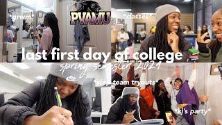 last first day of college  spring semester 2024 | classes, step team tryouts, surprise party, etc