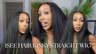 THIS IS MY HAIR!! ISEE WEAR GO GLUELESS KINKY STRAIGHT WIG UNBOXING + INSTALL