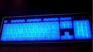 illuminated keyboard Backlit Back lit Modtek Slim Acrylic USB Computer Pc desktop wired full size