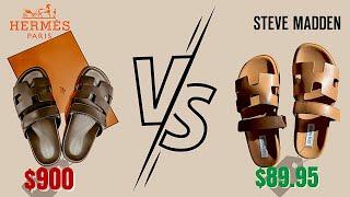 The Luxury Look For Less: HERMES Chypre Sandals VS STEVE MADDEN Dupe!! | LEANINGINTOLUXE