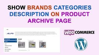Woocommerce - Show Brand Category Description on Product Archive Page