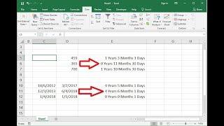 MS Excel: How to Convert Days & Dates into Years Months & Days