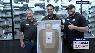 Vivek Ramaswamy target practice in Hudson, New Hampshire - Granite State Indoor Range and Gun Shop