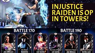 MK Mobile. Injustice Raiden Damages Entire Team! Earthrealm Tower Gear is ANNOYING!