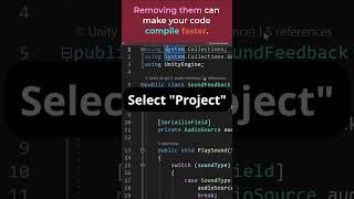 How to remove UNUSED using statements from code in Unity