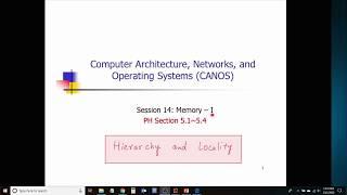 Class 14a: Memory I (Hierarchy and Locality)