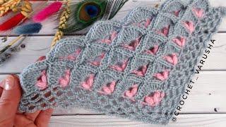 Роскошный 3D узор для шали  Crochet shawl 