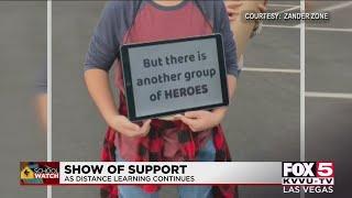 11-year-old Las Vegas student shows support for teachers