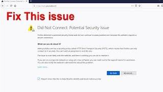 Did Not Connect Potential Security Issue | How to fix on Mozilla Firefox internet connection error