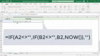 How to Automatically insert Timestamp in Excel - Office 365