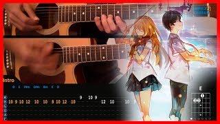 Hikaru Nara - Shigatsu wa Kimi no Uso Opening (Chords) Acoustic Guitar Lesson [Tutorial + TAB]