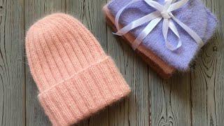 СВЯЗАТЬ ПРОЩЕ ПРОСТОГО! ШАПКА ИЗ ПУХА НОРКИ СПИЦАМИ. KNITTED HAT