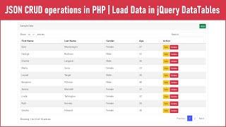 JSON CRUD operations in PHP | Load Data in jQuery DataTables