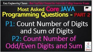 Java Programs - Count Number of Digits, Odd, Even Digits and Sum of Digits, Odd, Even Digits