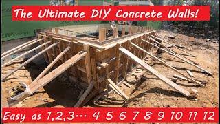 How to Build Homemade Plywood Concrete Wall Forms with Threaded rod Cross Ties. Footers and Walls