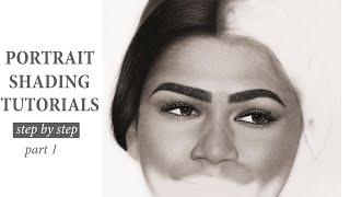 how to easily shade a portrait || part 1 || eyes, forehead, eyebrow etc