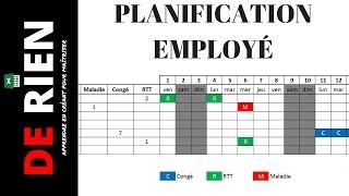 planification des absences des employés | Tutoriel Excel - DE RIEN