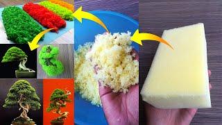 How to make realistic artificial moss/grass using sponge foam | Homemade green grass/moss DIY