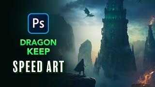 Create a DRAGON KEEP in Photoshop - Speed Art