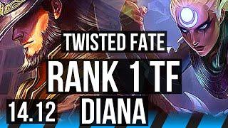 TWISTED FATE vs DIANA (MID) | Rank 1 TF, 900+ games, 6/4/14 | VN Challenger | 14.12