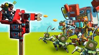 Spudgun Turret Tower Defense Against Waves of Bots! - Scrap Mechanic Multiplayer Monday