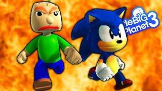 LittleBigPlanet 3 - Baldi's Basics Death Run - Baldi VS Sonic - PS4 Gameplay | EpicLBPTime