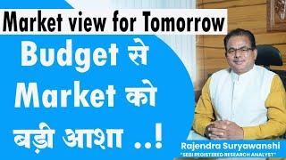 Market view for Tomorrow | Budget से Market  को बड़ी आशा ....! | 11 July 2024 #optiontrading  #nifty